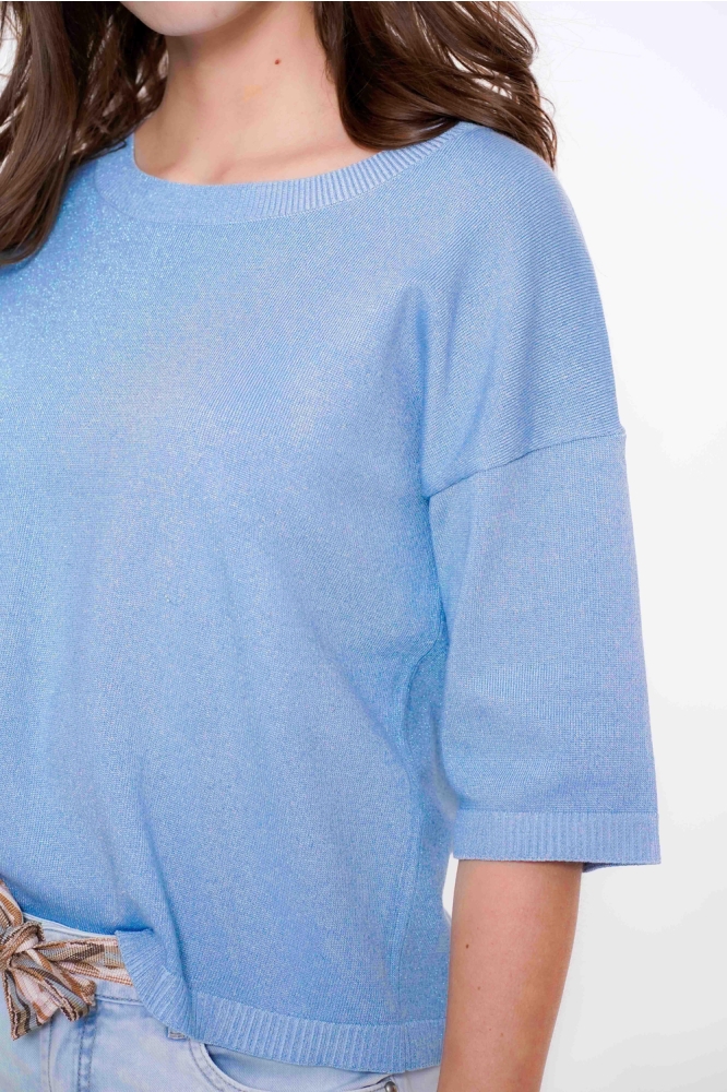 GEBREIDE TRUI MET LUREX 54037 14 Blue lurex